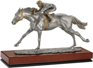 537412 Pewter Galloping Horse & Jockey Trophy
