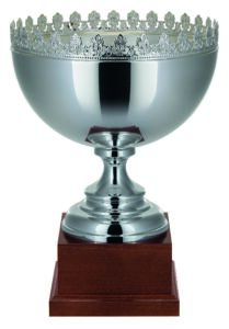 Crown trimmed silver plated trophy cups