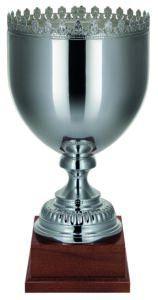 ASMAN1848 Silver plated trophy cup with crown trim comes in 2 sizes 46cm 35cm