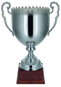 ASMAN1849 Silver plated trophy cup with crown trim comes in 3 sizes 49cm 33cm 30cm