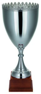 ASMAN1850 Silver plated cup trophy with crown trim comes in 3 sizes 57cm 47cm 36cm