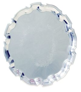 ASRUSHTHCLB 35cm Silver Plated Chippendale Plate with Laurel Leaf Etching