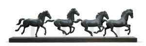 Matte Black Porcelain Herd of Galloping Horses Trophy