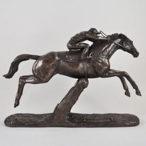 Cold cast bronze Horse & Jockey Figurine. Horse Racing Trophies
