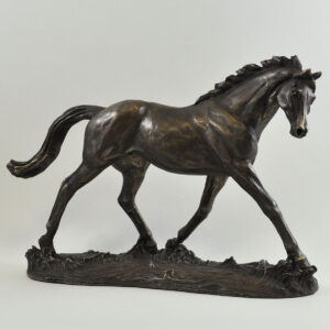 Cold cast bronze Stallion figurine 23cm. Horse Racing Trophies