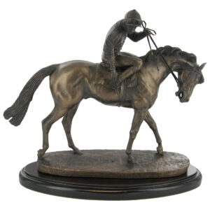 Cold cast bronze Horse & jockey Figurine Trophy