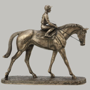Cold cast bronze Horse & jockey figurine