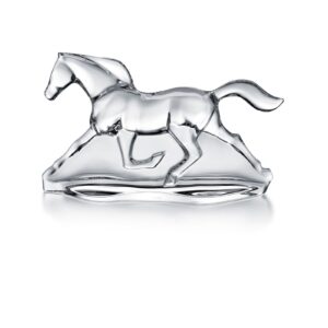 18cm Baccarat Clear Crystal running horse figurine mounted on a wooden base