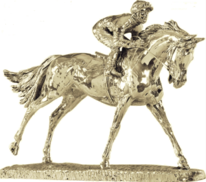 Hallmarked Silver Horse & Jockey Figurin