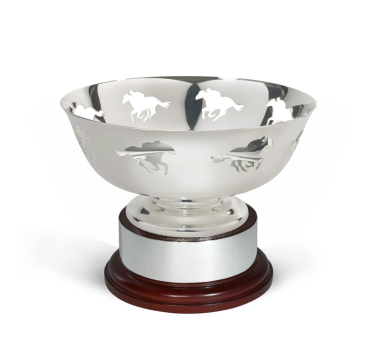 Silver Plated Bowl with cut out horse & jockey feature around the rim.