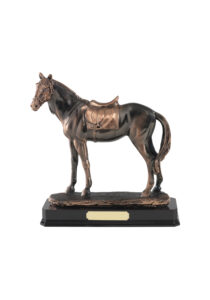 Bronze plated saddled horse figurine for Horse Racing Trophies