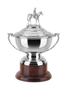 Silver Plated Trophy Cup with horse & jockey