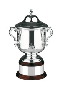 Silver plated hand chased cup with lid. Avail in 3 sizes 41cm 35cm 26cm