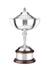 Silver plated cup with lid trophy available in 3 sizes 40cm 33cm 28cm