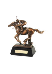 Bronze plated Horse & Jockey Figurine 25cm x 25cm