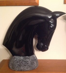 Limited Edition Black Marble Horse Head Figurine Trophy